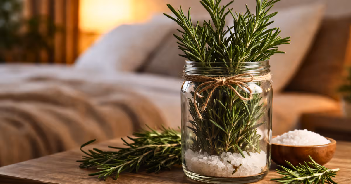 Camera da letto più profumata e rilassante: il semplice trucco del barattolo di rosmarino