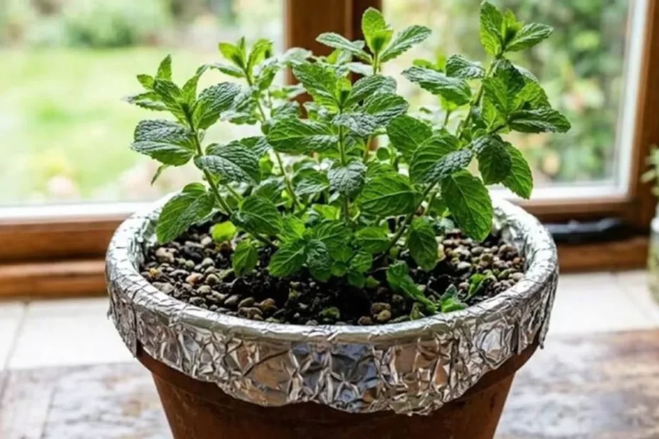 Pianta di menta più sana con meno sforzo: il metodo semplice del foglio di alluminio in vaso